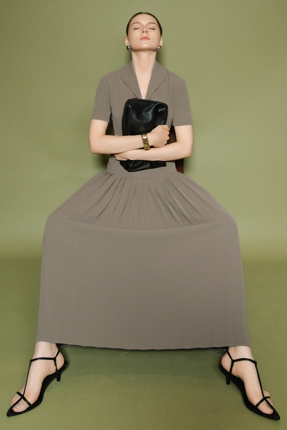 Celeste Collared Pleated Maxi Dress