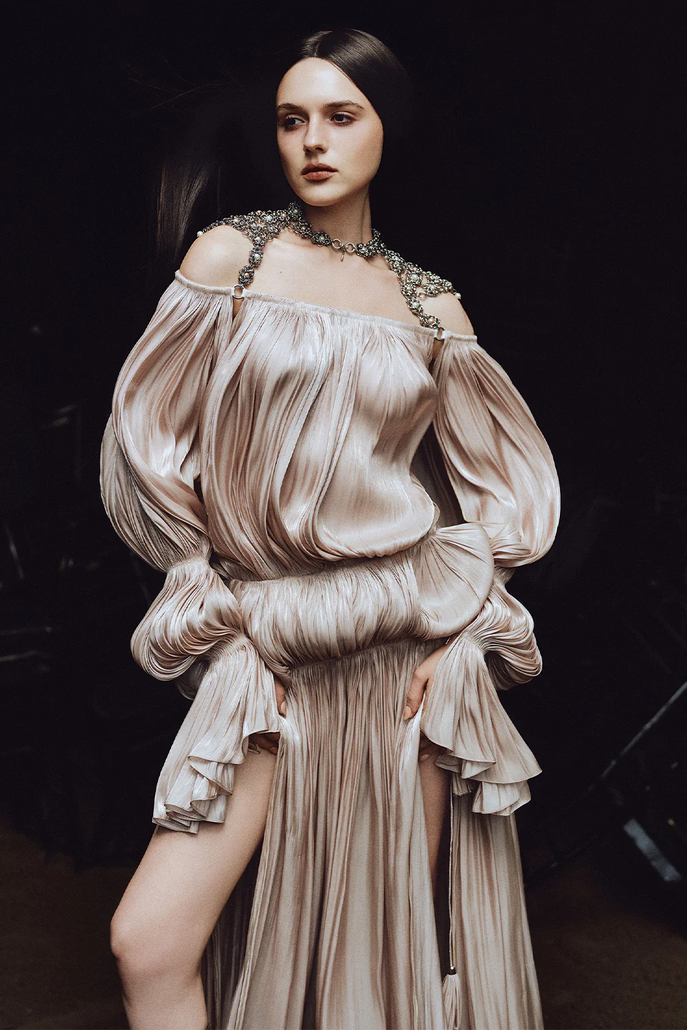 The Tempest Bishop Sleeve Tassel Maxi Dress