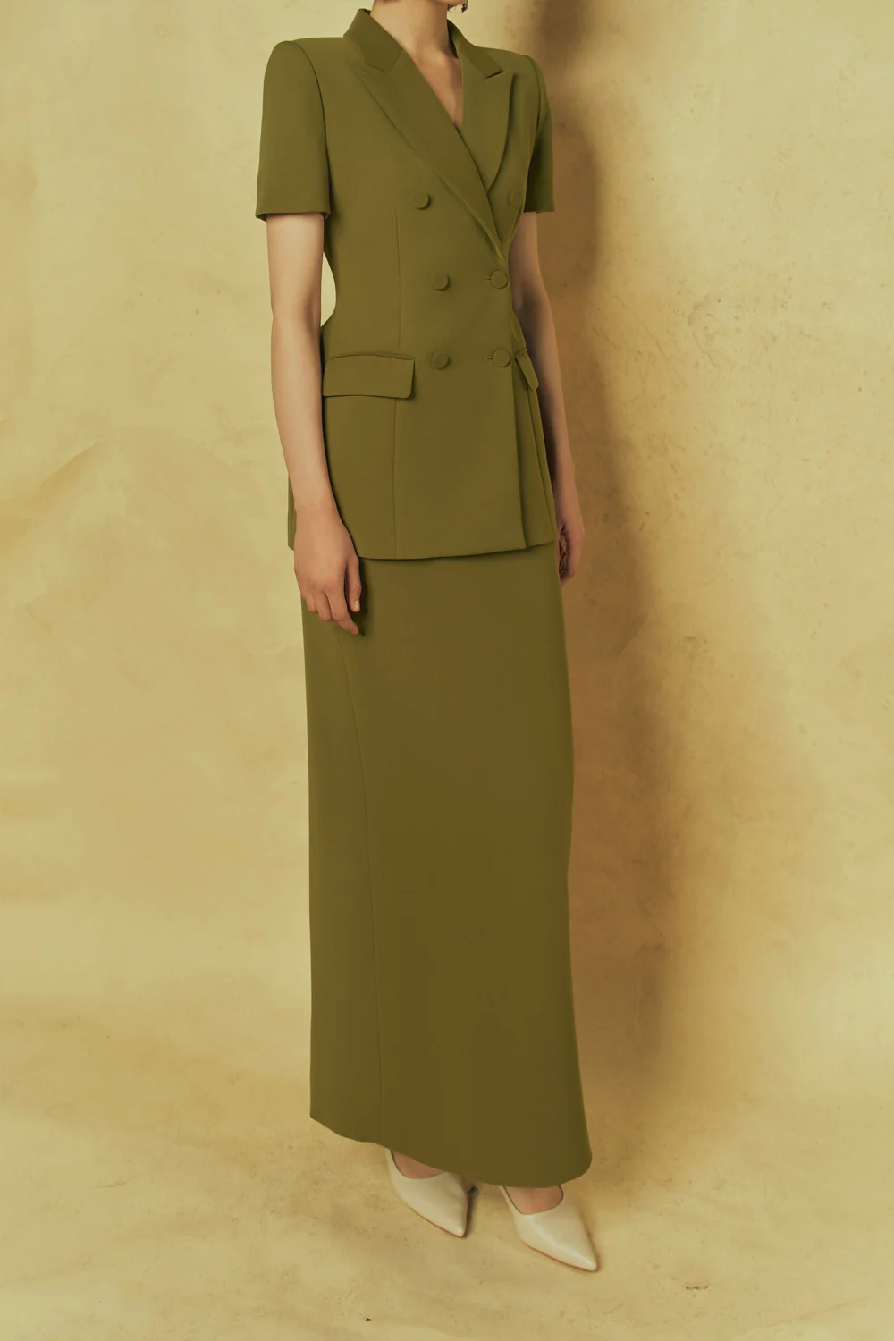 Grace Straight High Waist Poly Silk Ankle Length Skirt