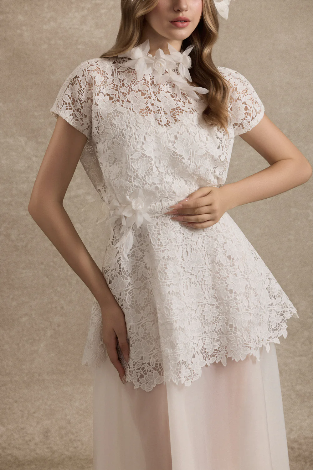 Veloura High Neck Applique Maxi Dress