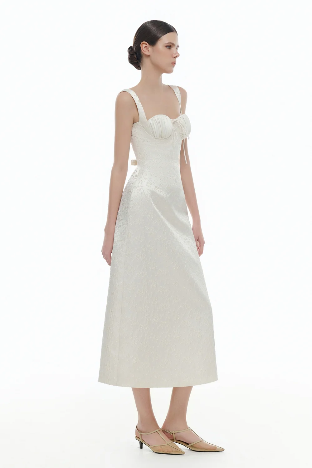 Aurea Sweetheart Draped Midi Dress