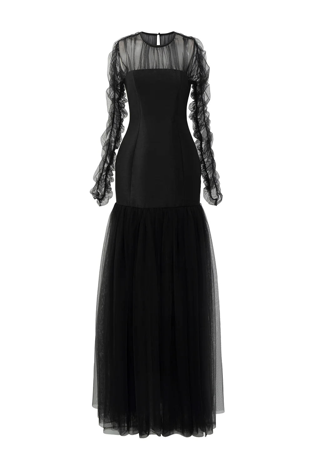 Morela Drop Waist See-Through Tulle Floor Length Dress