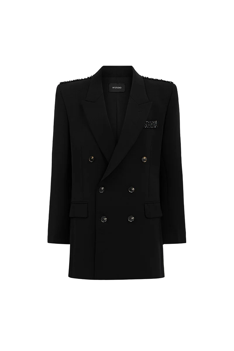 Claire Notched Rhinestone Blazer