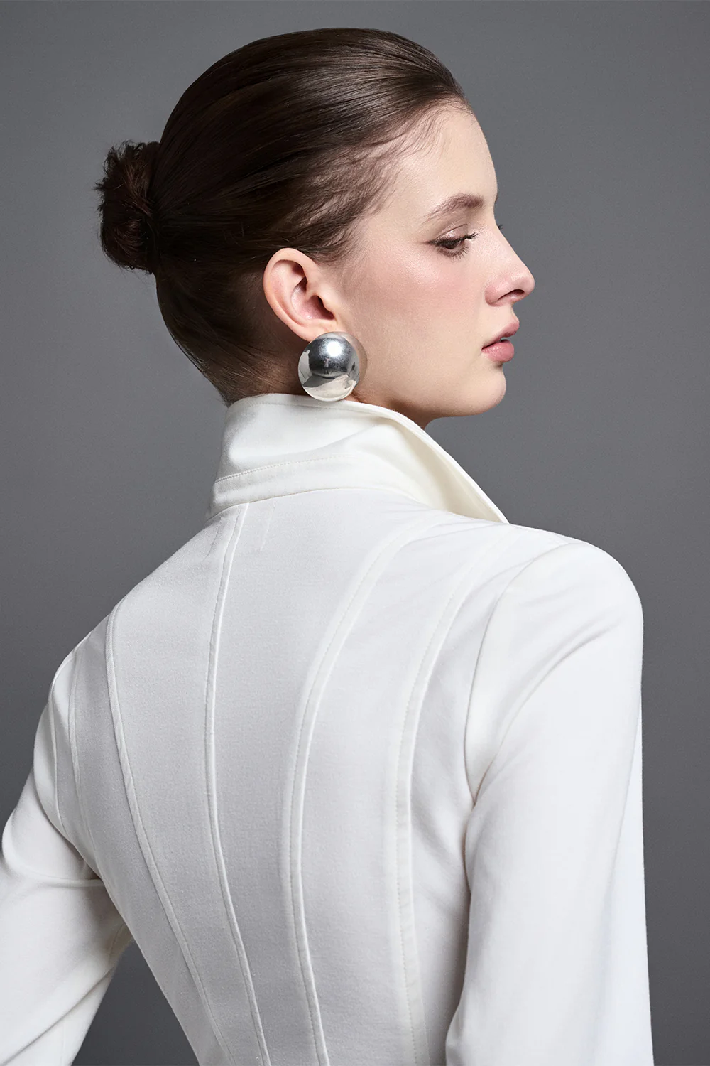 Seren Bodycon Collared Neck Crepe Shirt