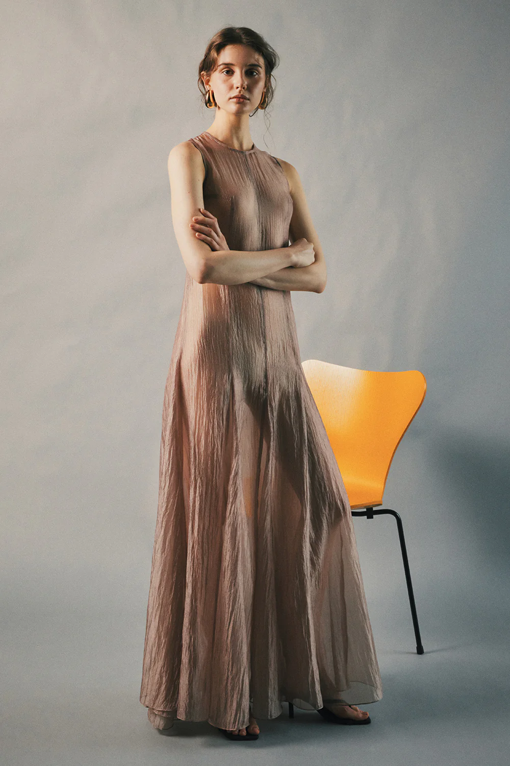 Blushlight Round Neck Draped Maxi Dress