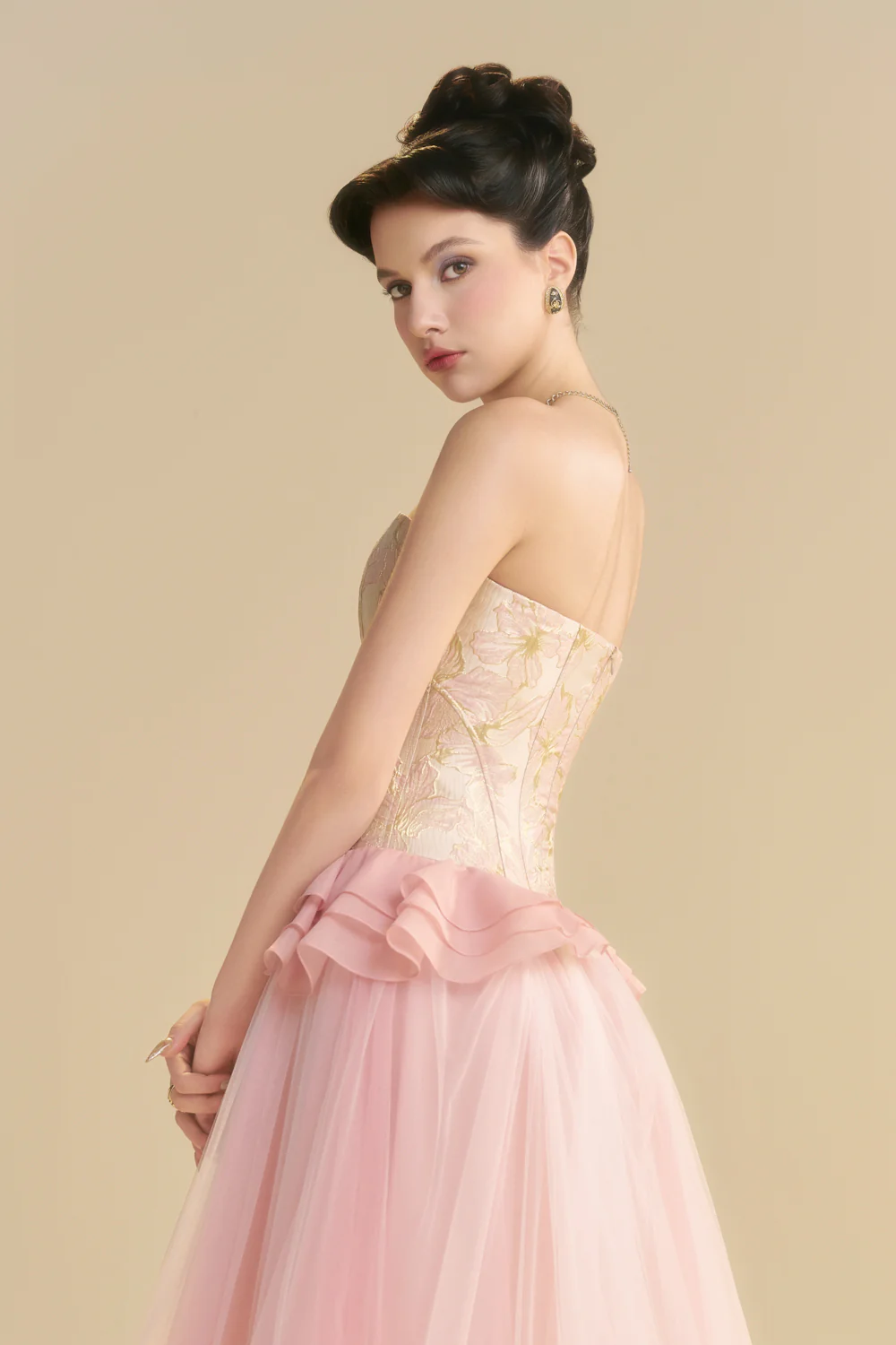 Floriade Straight Across Neck Ruffle Maxi Dress