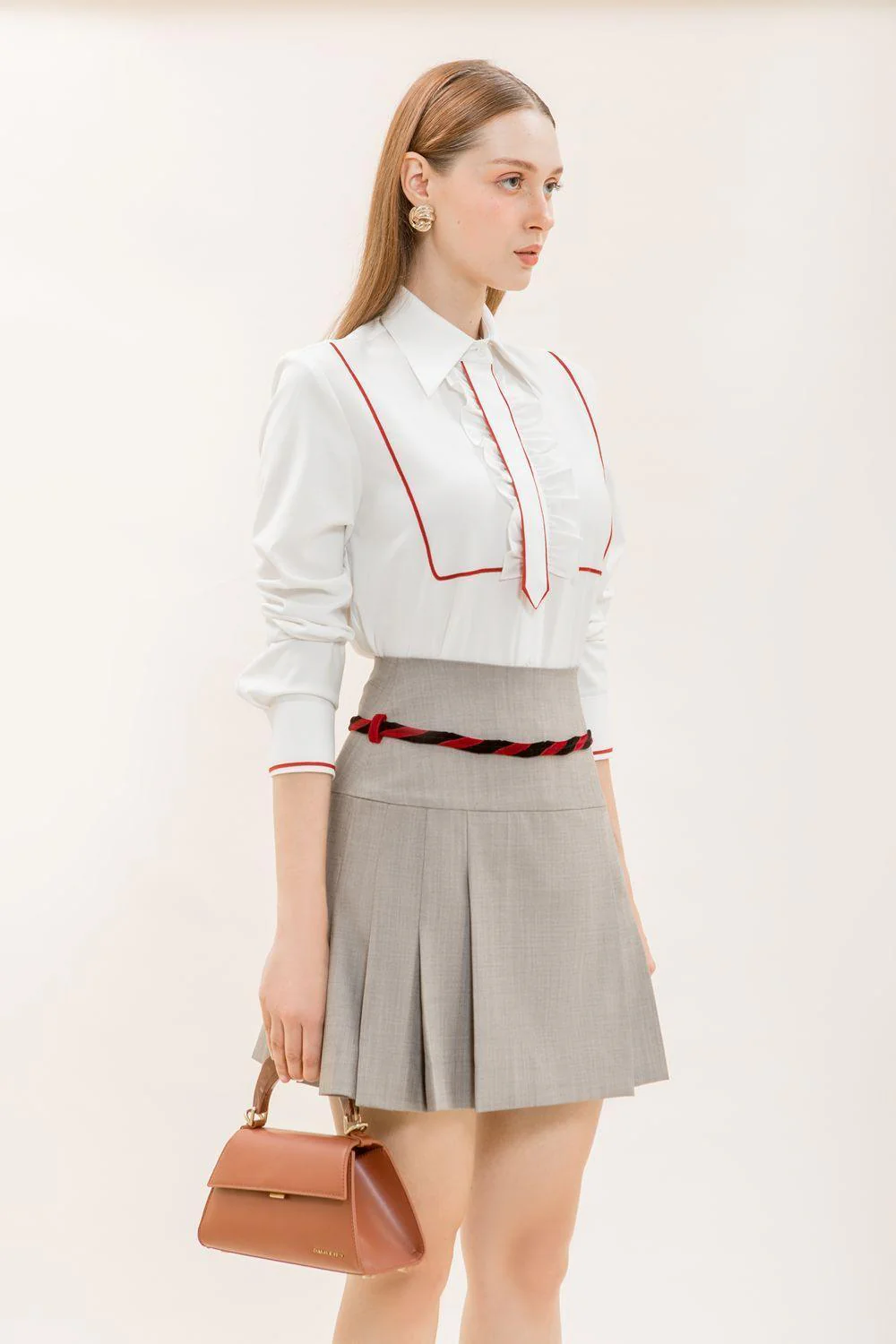 Valkyrie A-line Knife-Pleated Polyester Mini Skirt