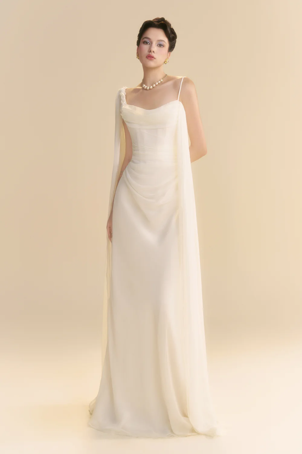 Larmes Sheath Draped Maxi Dress