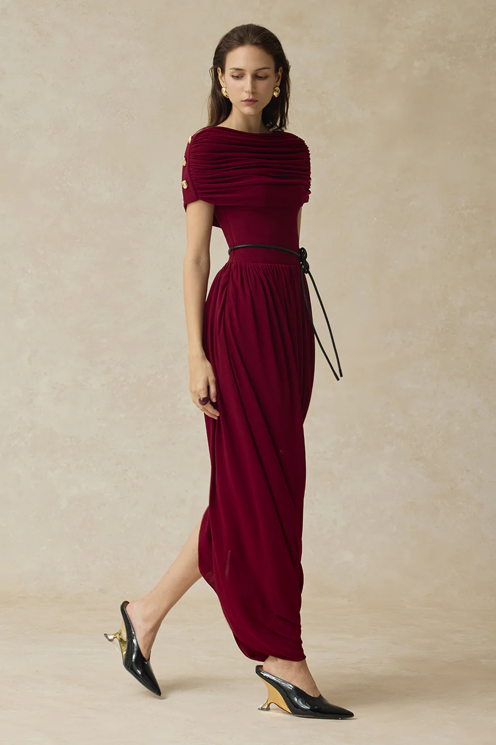 Elyra Cocoon Gathering Maxi Dress