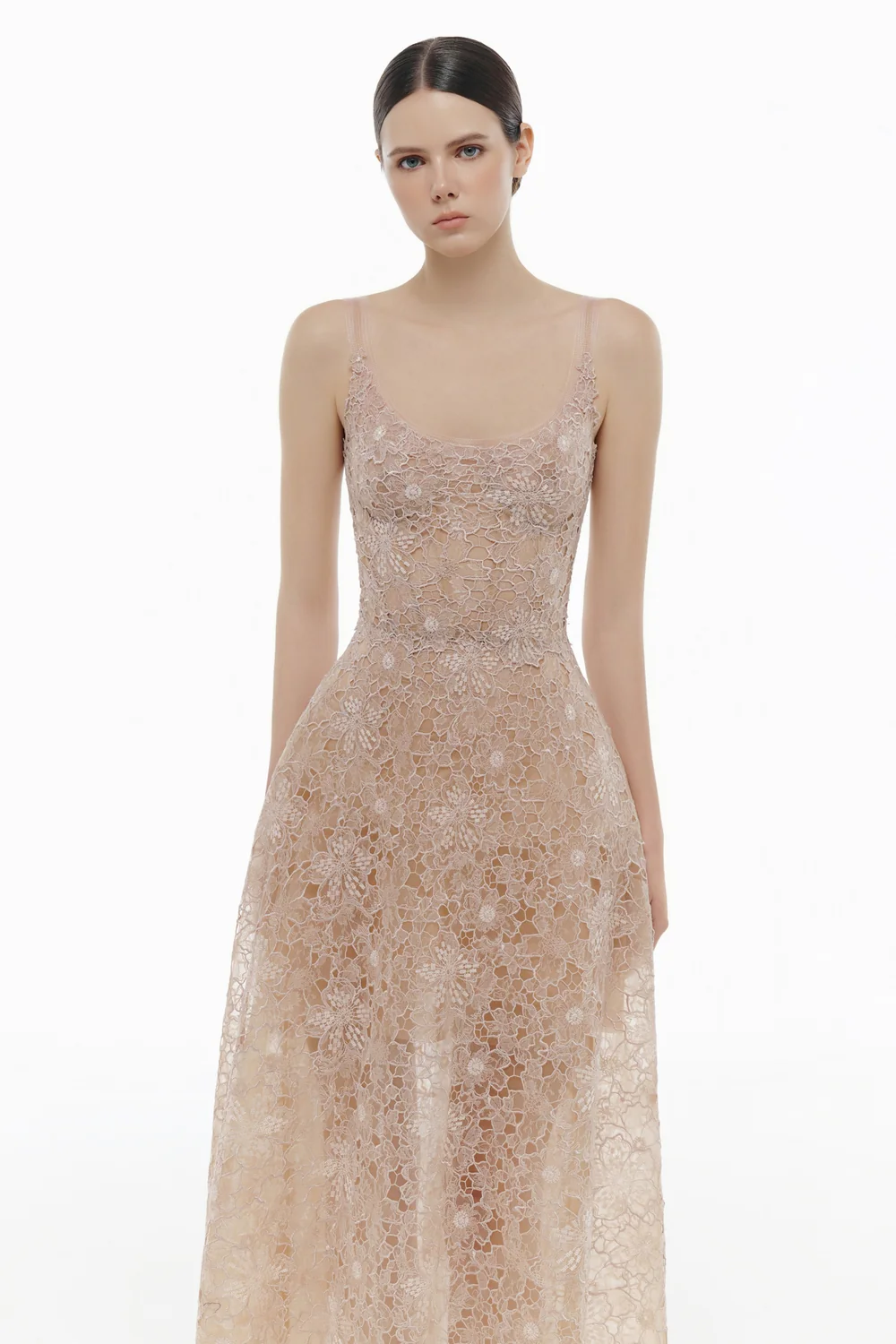 Coralie Scoop Applique Midi Dress