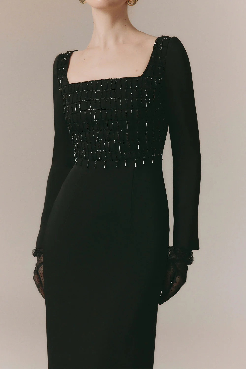 Starlight Sheath Back Slit Poly Silk Ankle Length Dress