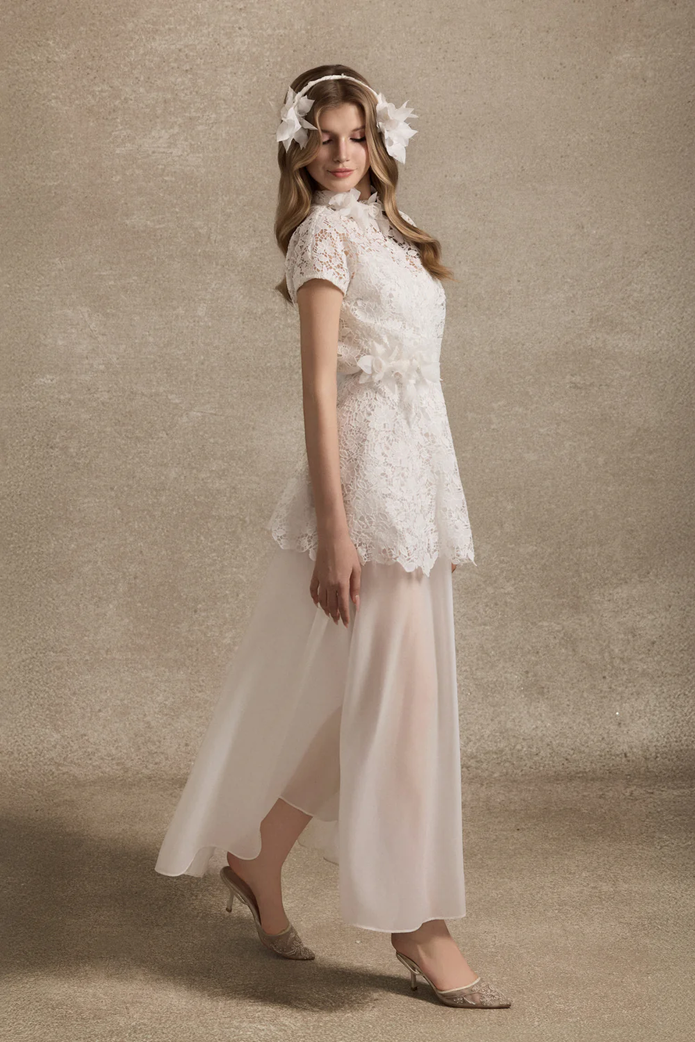 Veloura High Neck Applique Maxi Dress