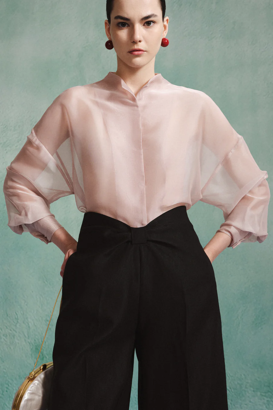 Malaya Straight Wide Leg Taffeta Silk Below The Knee Pants