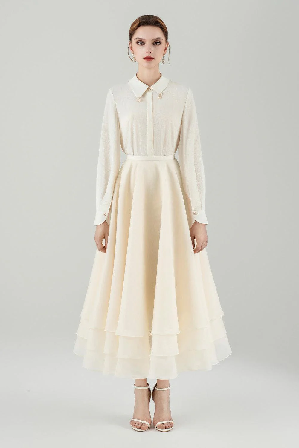 Orsola Layered Draped Rayon Midi Skirt