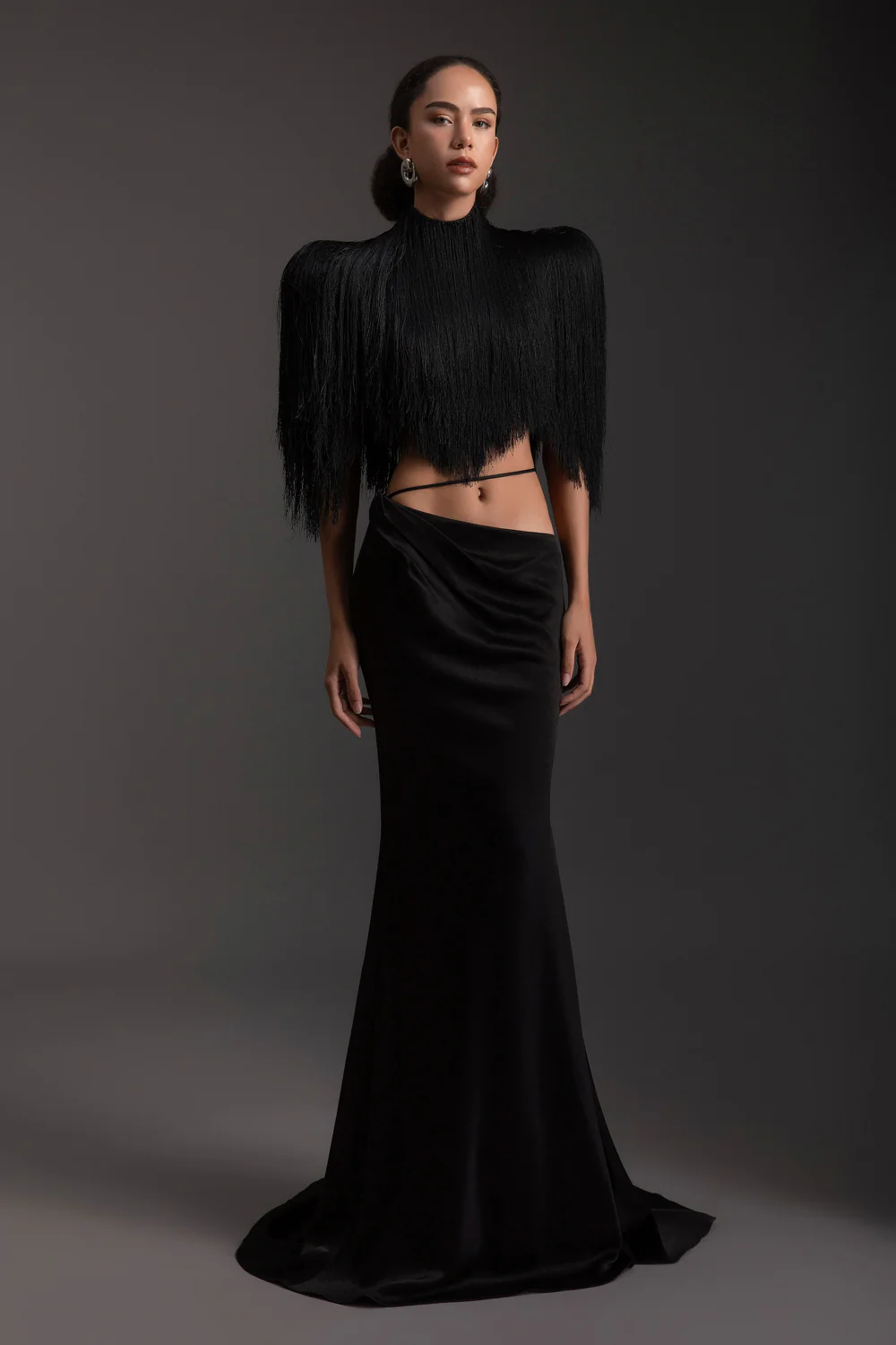 Obsidian High Neck Fringe Set