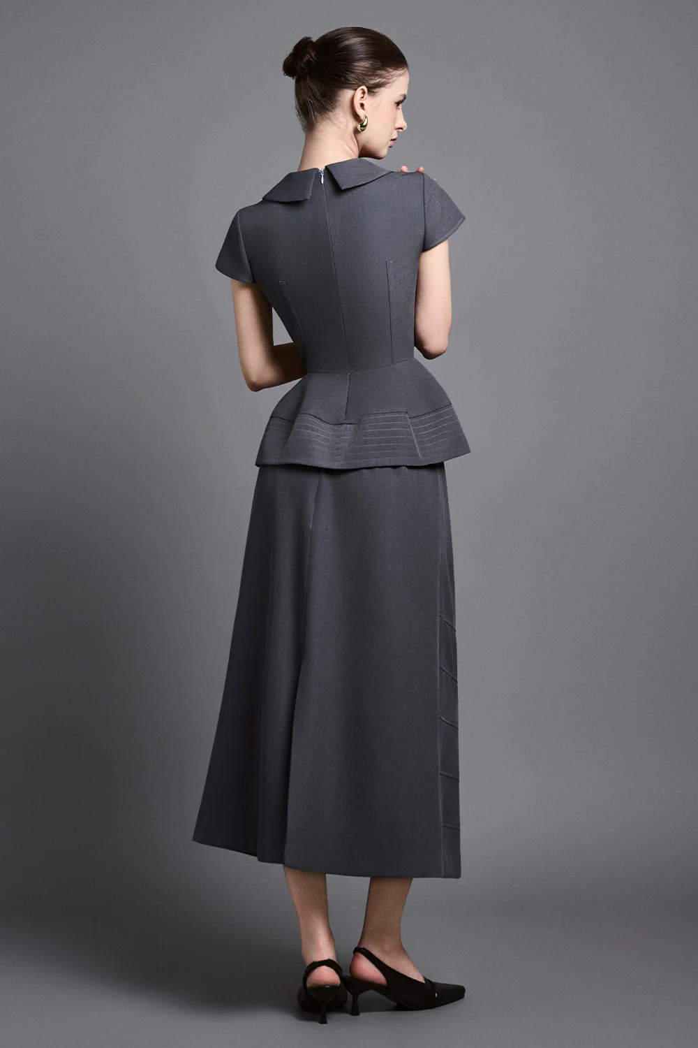 Anouk Peplum Peter Pan Collar Twill Top