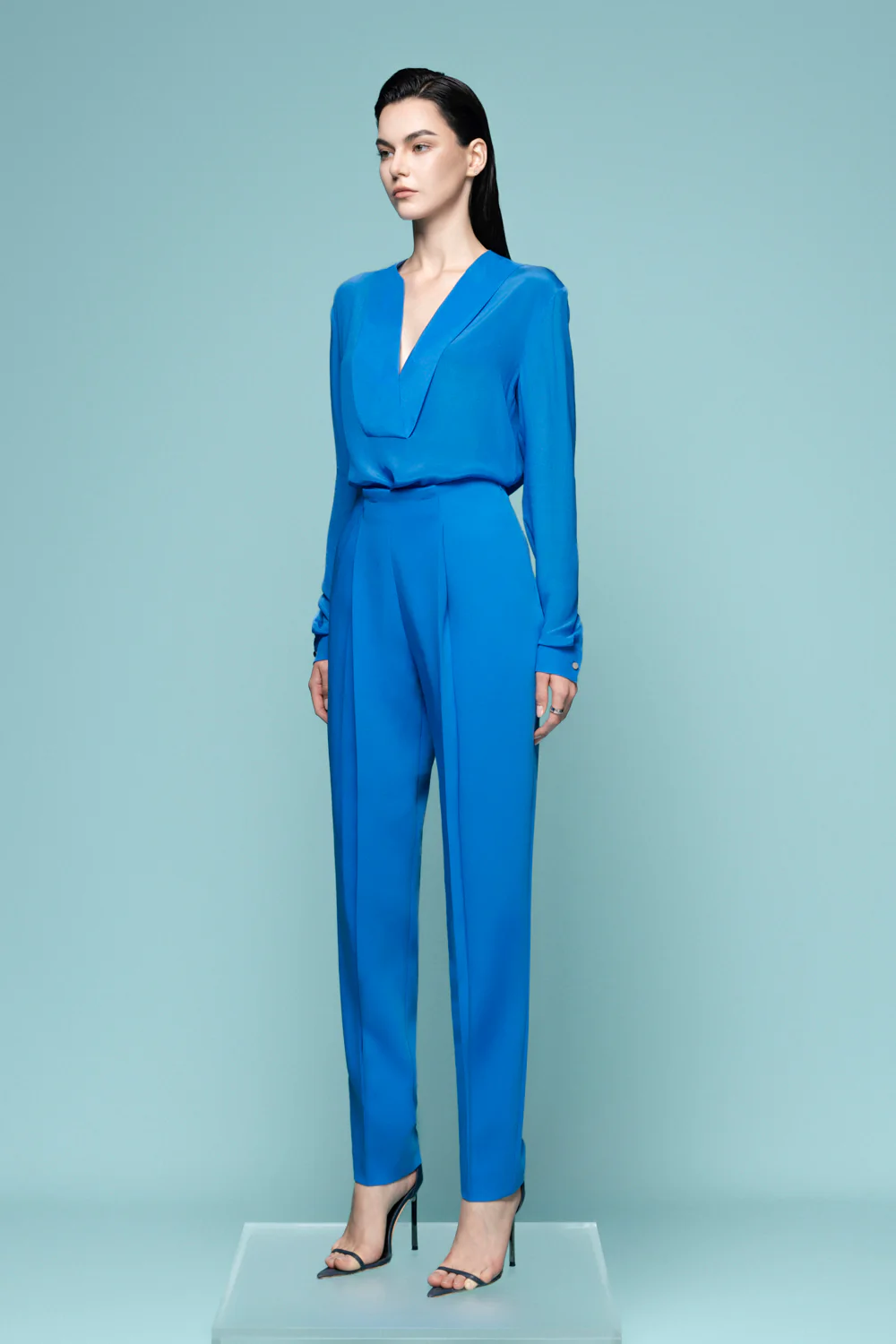 Rouen Straight Tapered Silk Crepe Maxi Pants