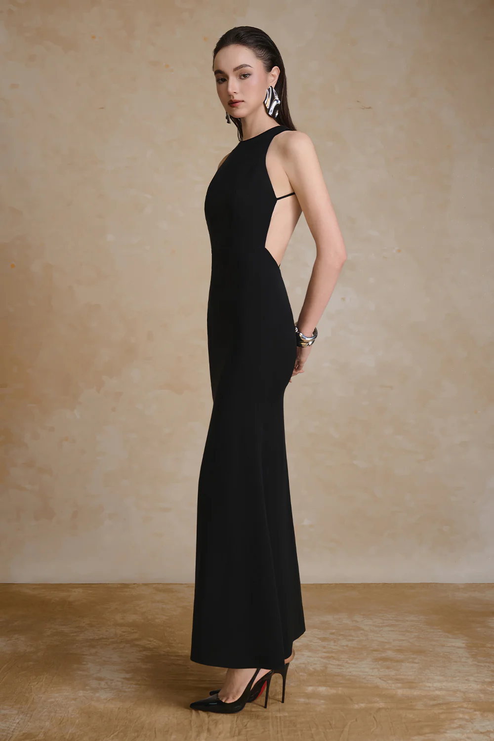 Sonata Halter Crepe Maxi Dress