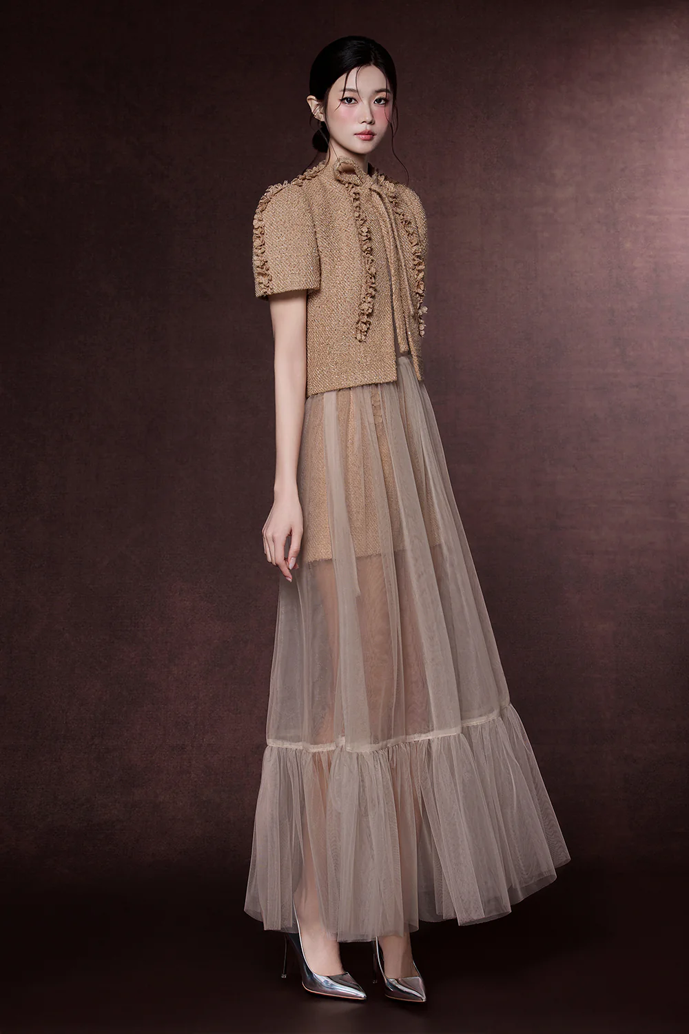 Bloom A-line Gathering Midi Dress