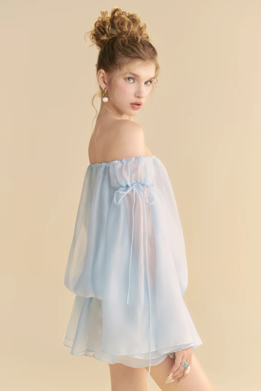 Alize Blouson Ribbon Mini Dress