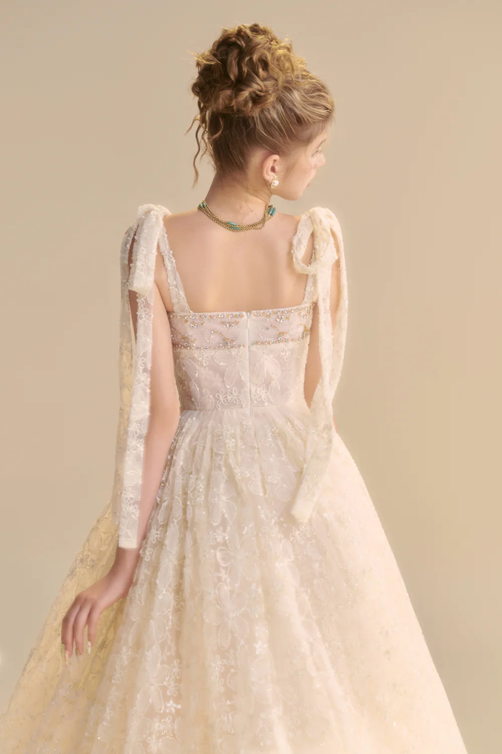 Ravelle Square Neck Bead Midi Dress