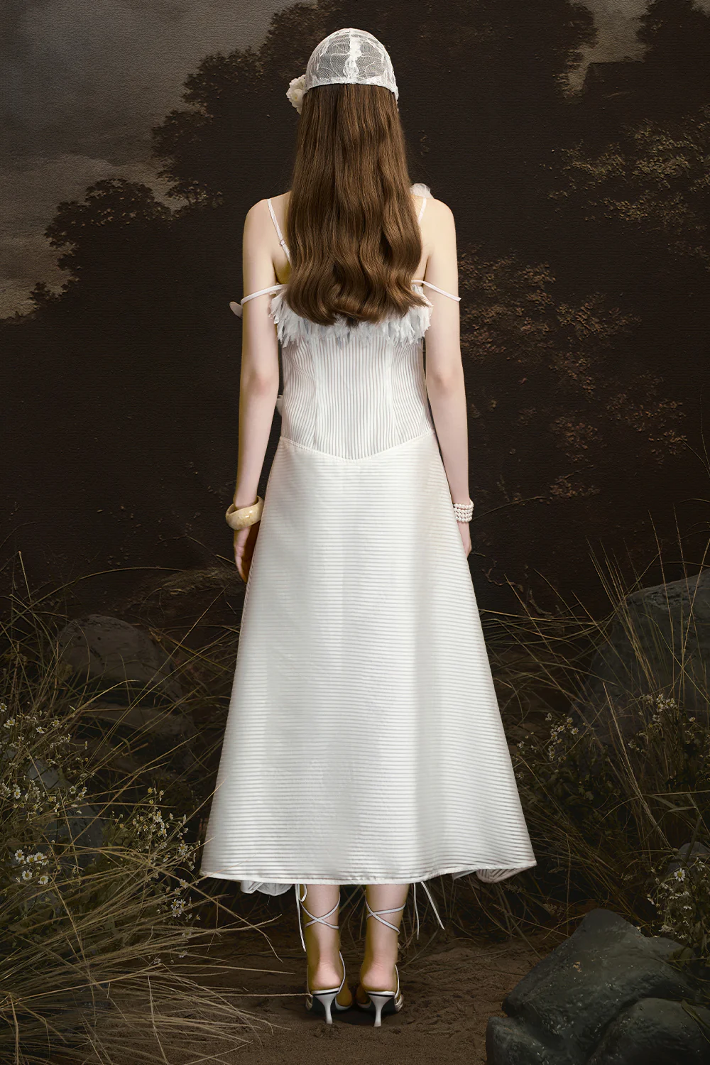 Thalia A-line Applique Midi Dress