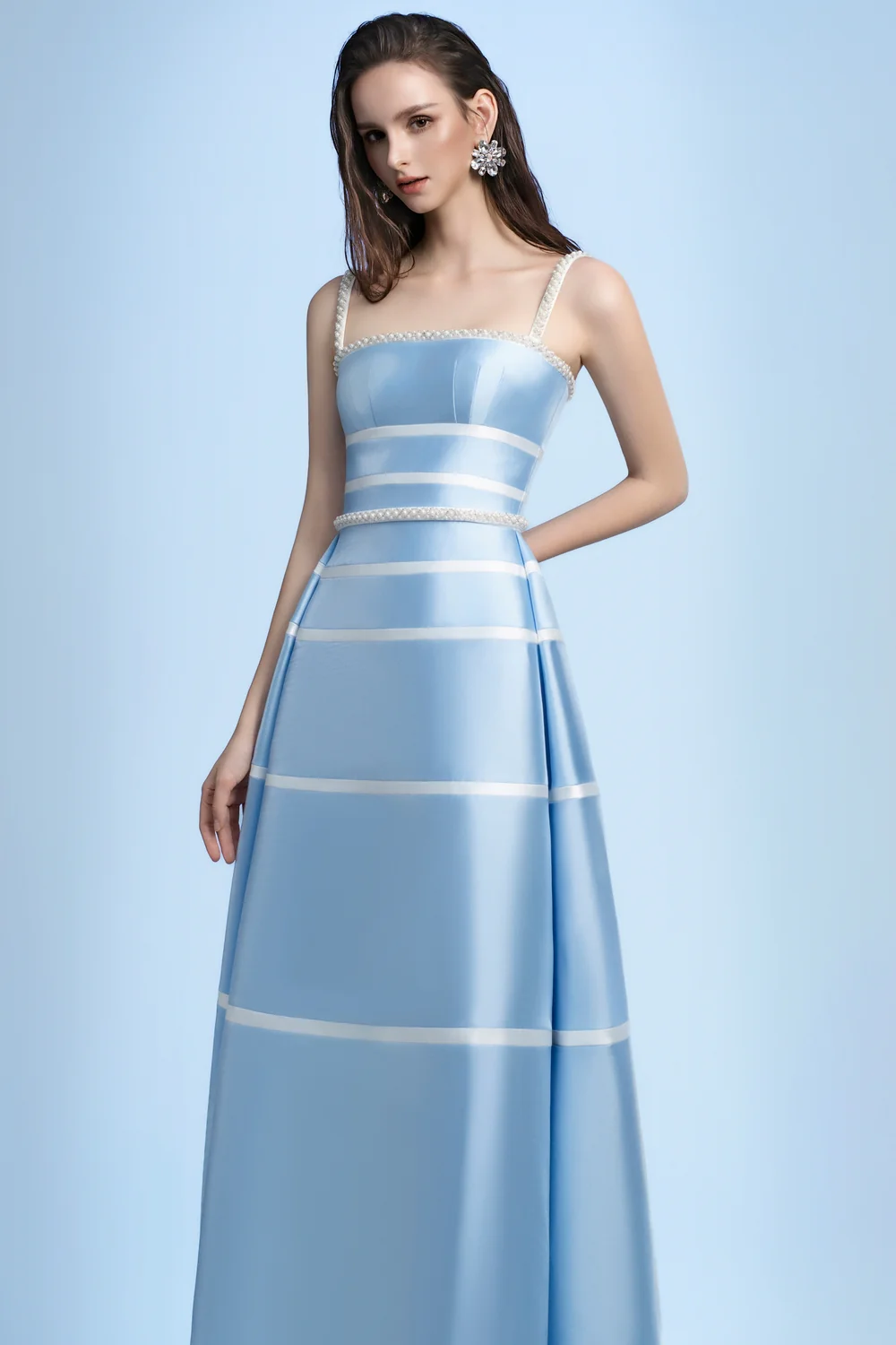Ava A-line Bead Taffeta Midi Dress