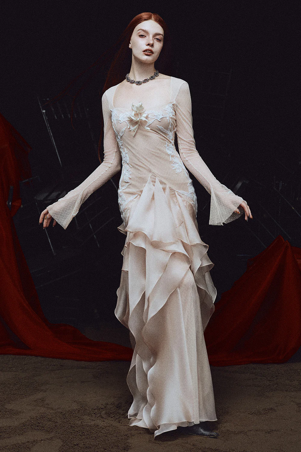 Isabella Mermaid Applique Maxi Dress