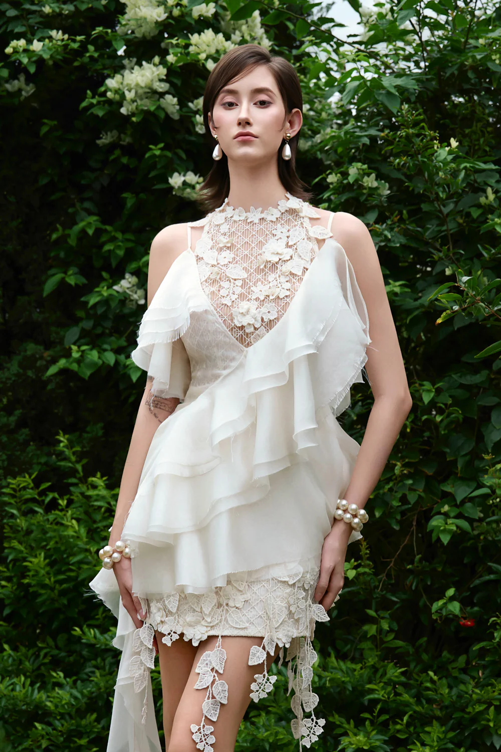 Waltzing Asymmetric Ruffle Mini Dress