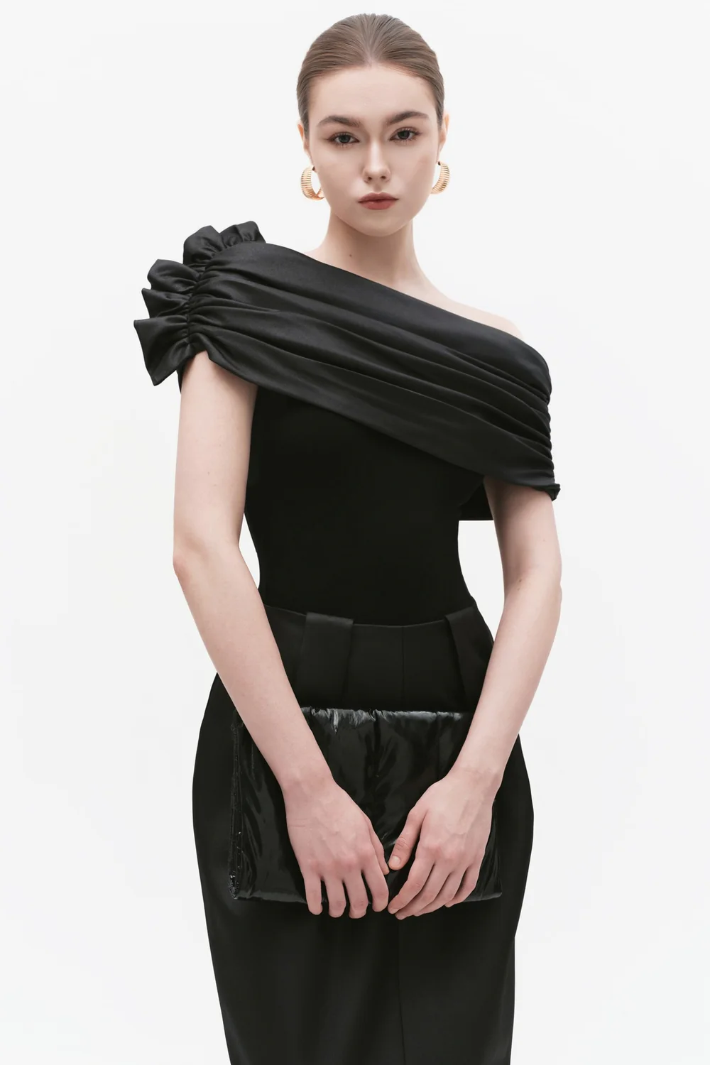 Alida Asymmetric Neck Gathering Bodysuit