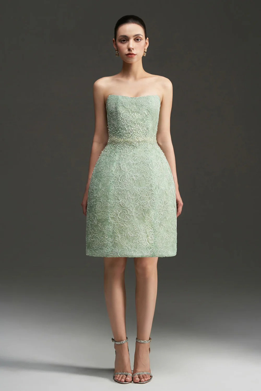 Penelope Straight Across Neck Lace Mini Dress