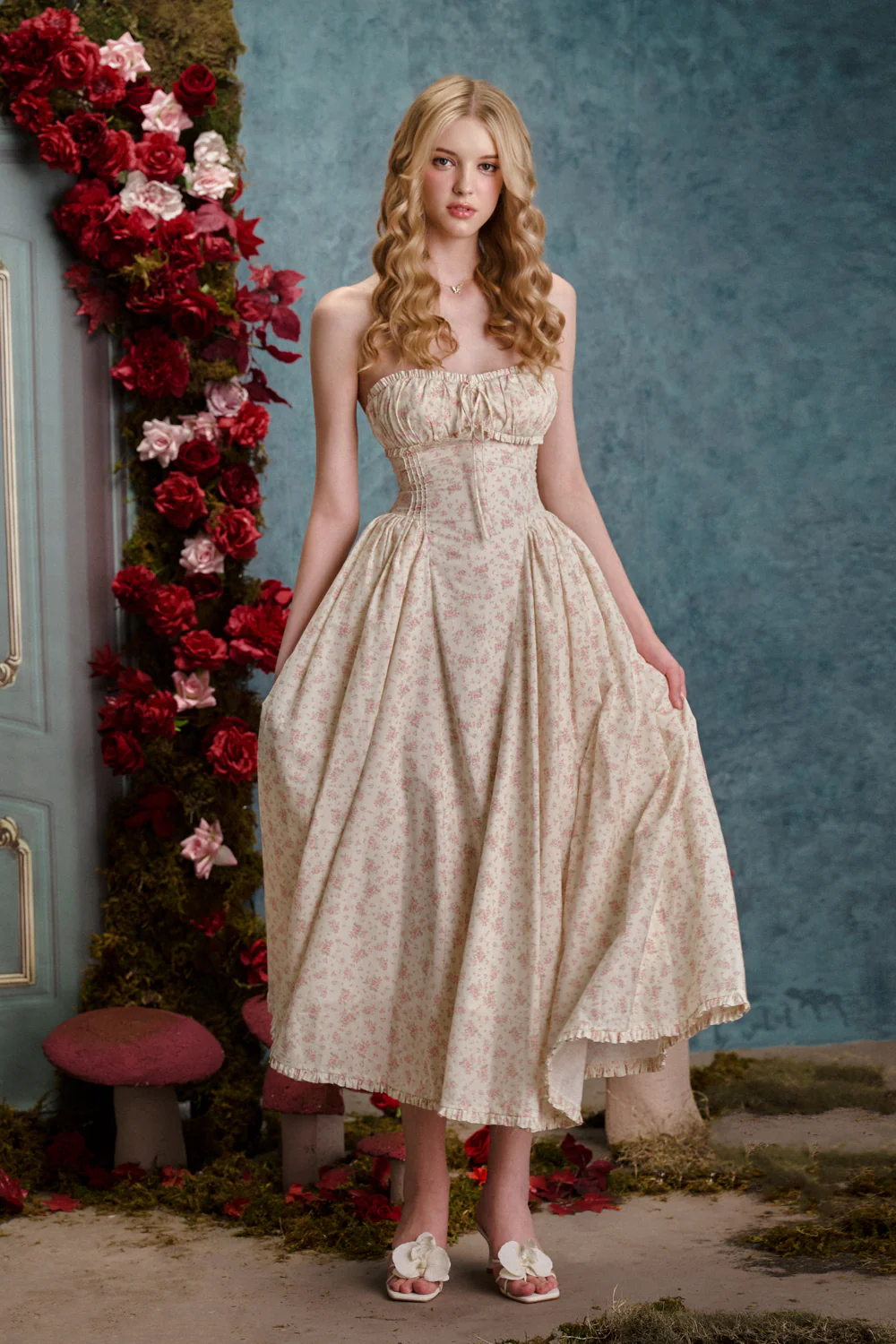 Cinnamon Girl A-line Corset Cotton Midi Set