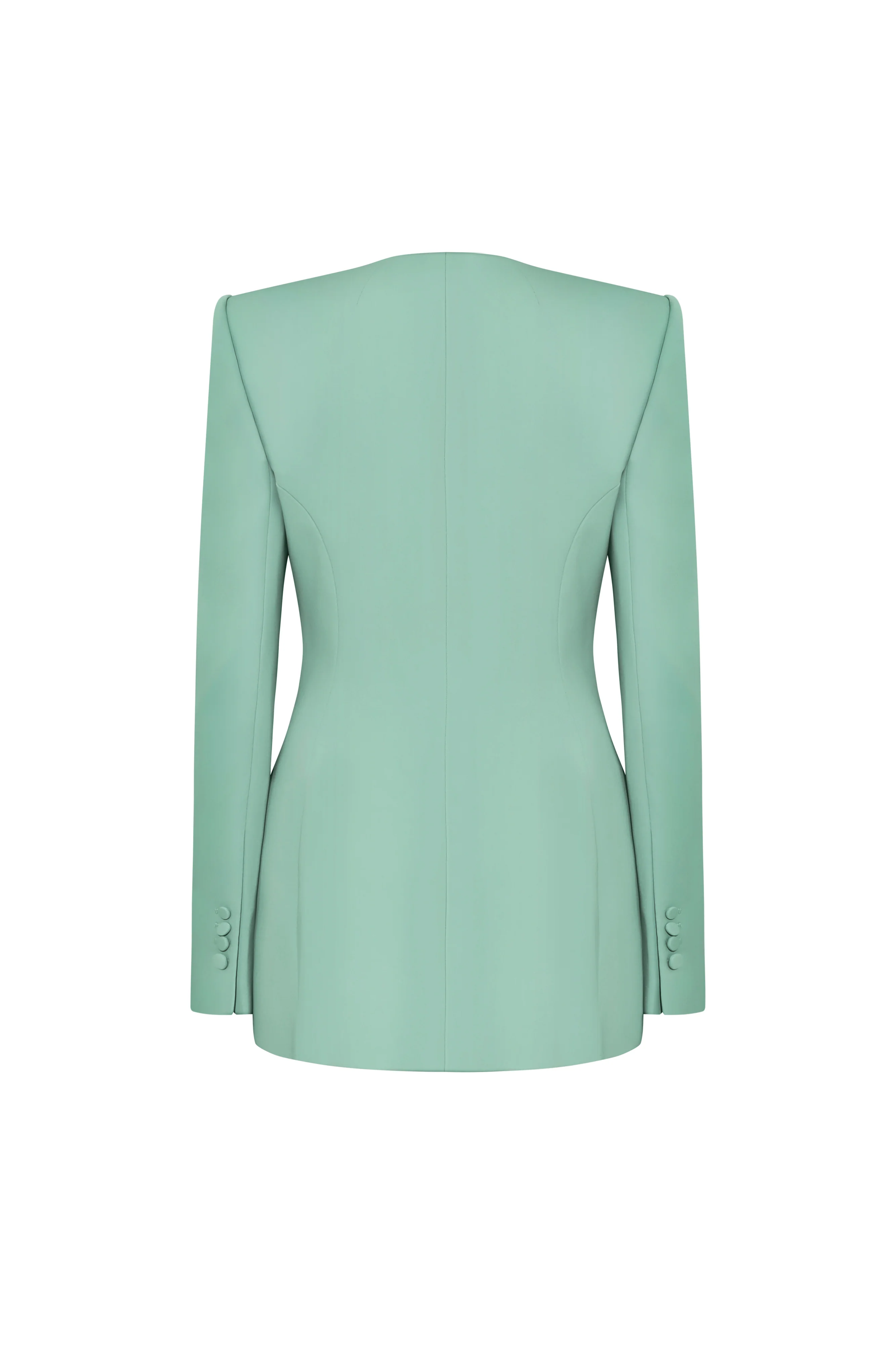 Nanterre Straight V-Neck Silk Crepe Blazer