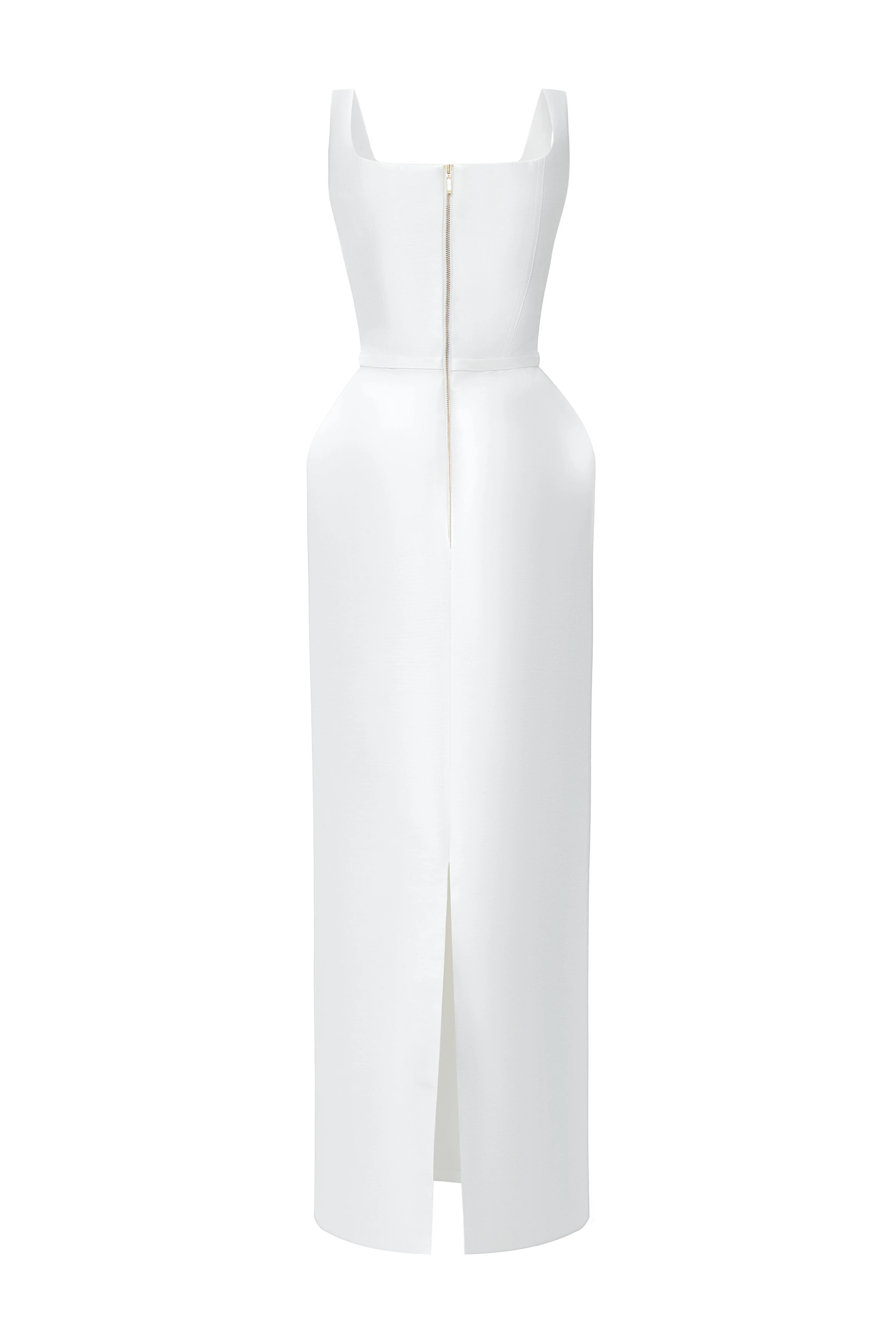 Marcele Pegged Square Neck Taffeta Maxi Dress