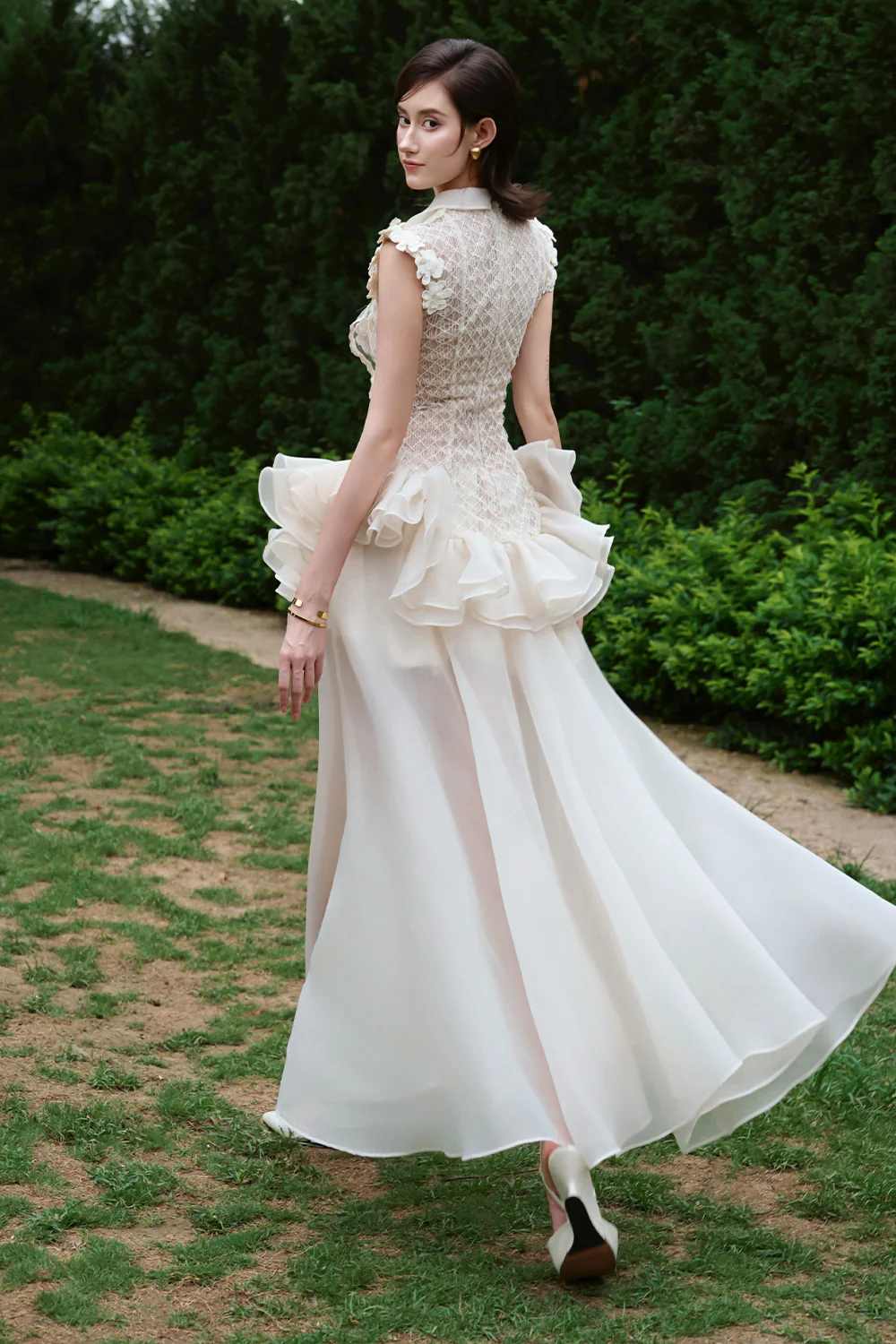 Celeste Peplum Applique Maxi Dress