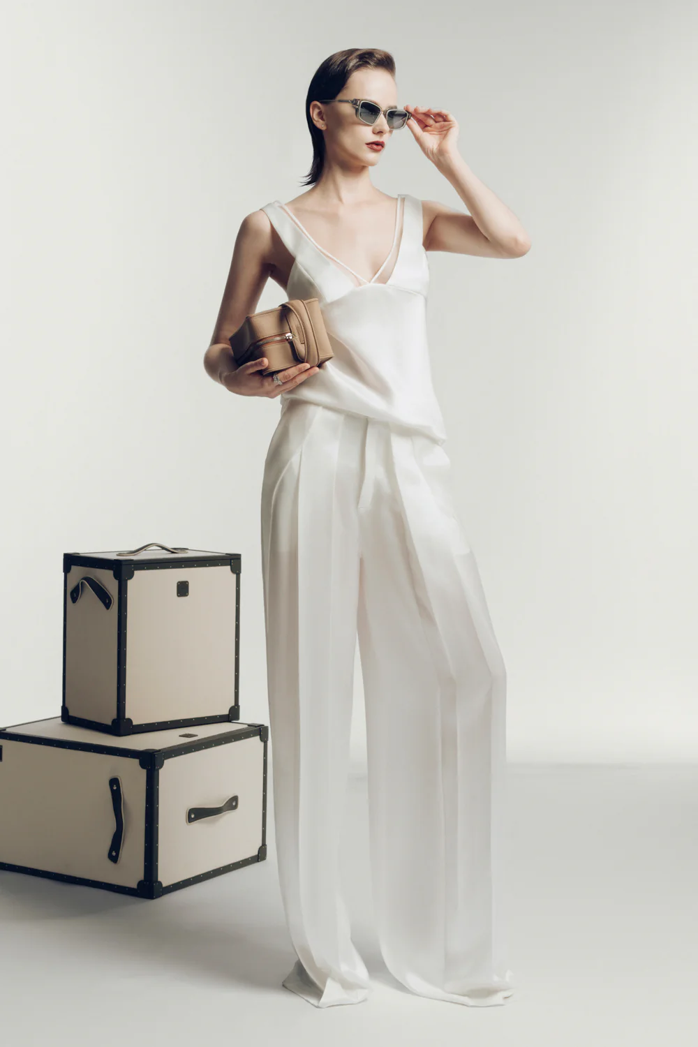 Blanche Straight V-Neck Satin Top