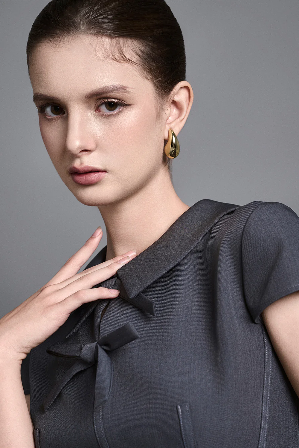 Anouk Peplum Peter Pan Collar Twill Top