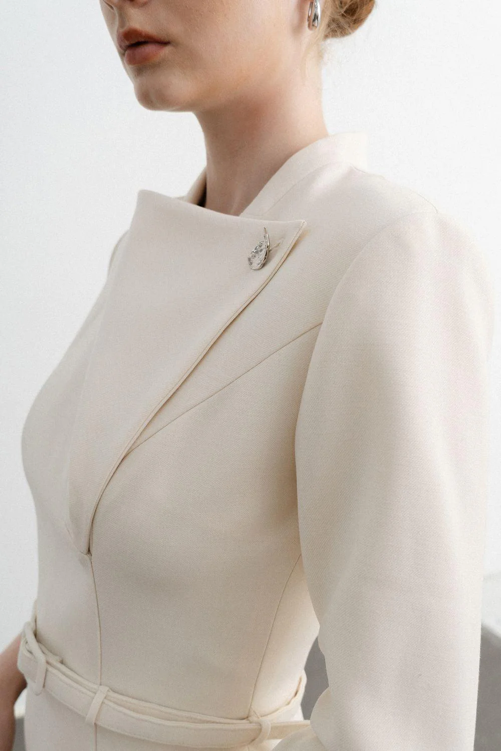 Isabella Pencil Asymmetric Neck Polycotton Midi Dress