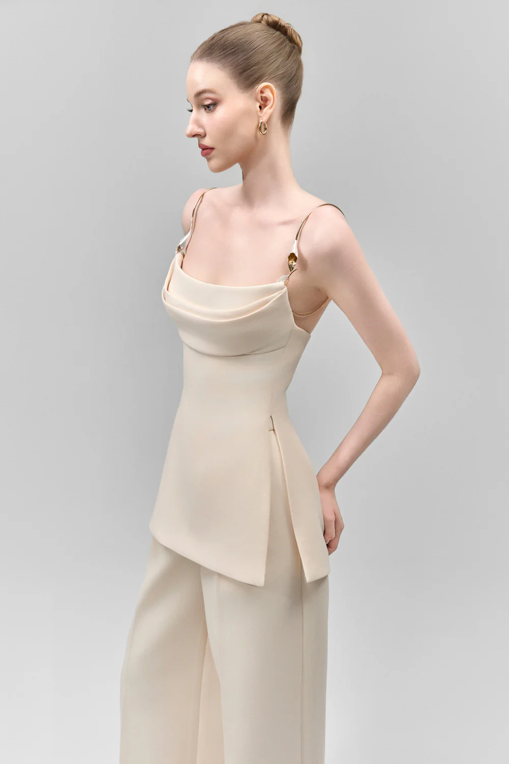 Veloria Straight Wide Leg Crepe Floor Length Pants