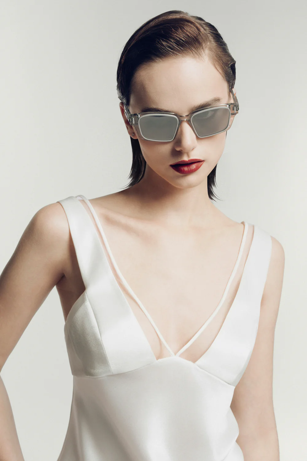 Blanche Straight V-Neck Satin Top