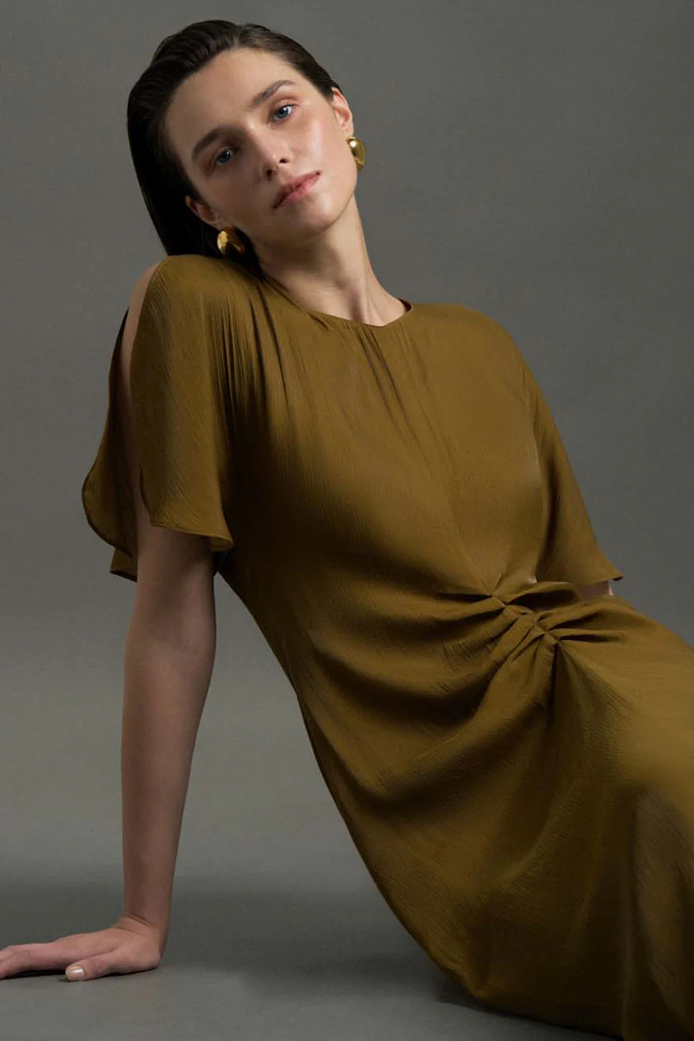 Berthe Butterfly Sleeve Gathering Maxi Dress