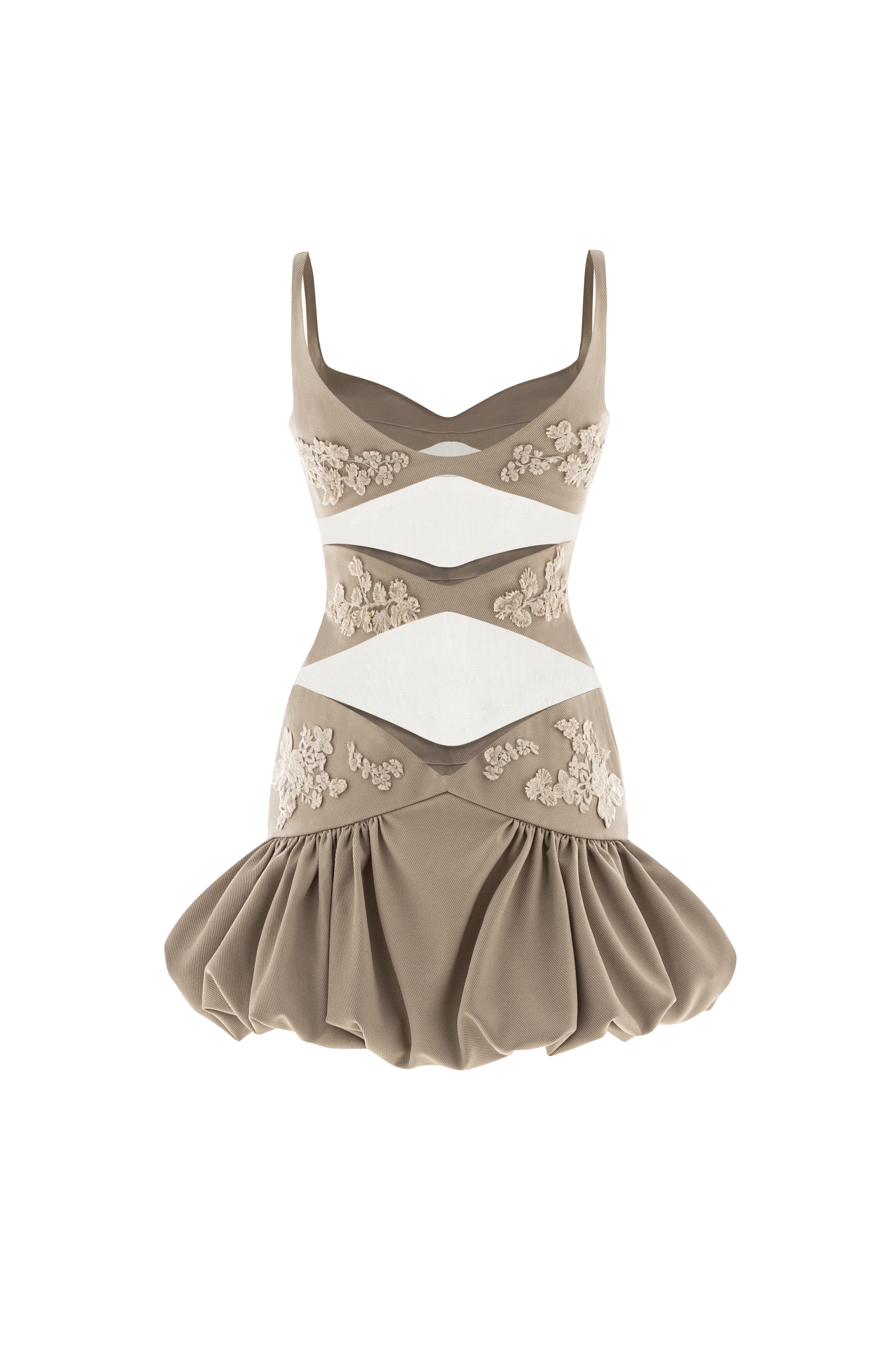 La Fata Bubble/Balloon See-Through Twill Mini Dress