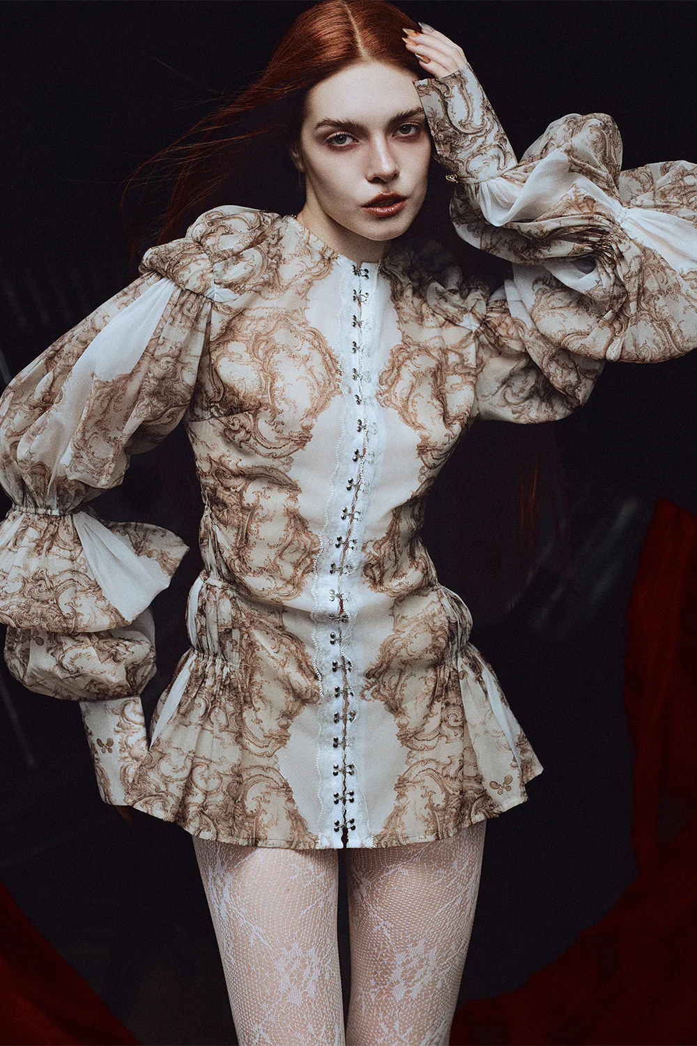 Bellona Leg Of Mutton Sleeve Gathering Mini Dress