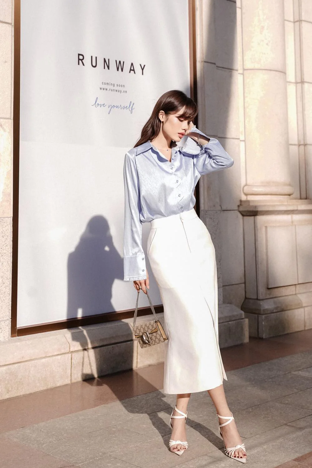 Evelyn Straight Long Sleeved Surah Silk Shirt