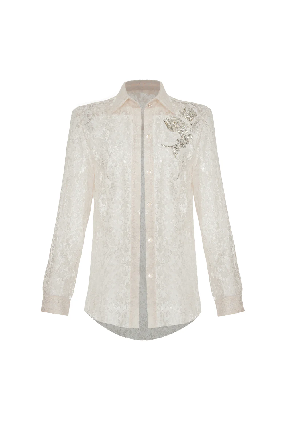 Luminara Straight Collared Neck Lace Shirt
