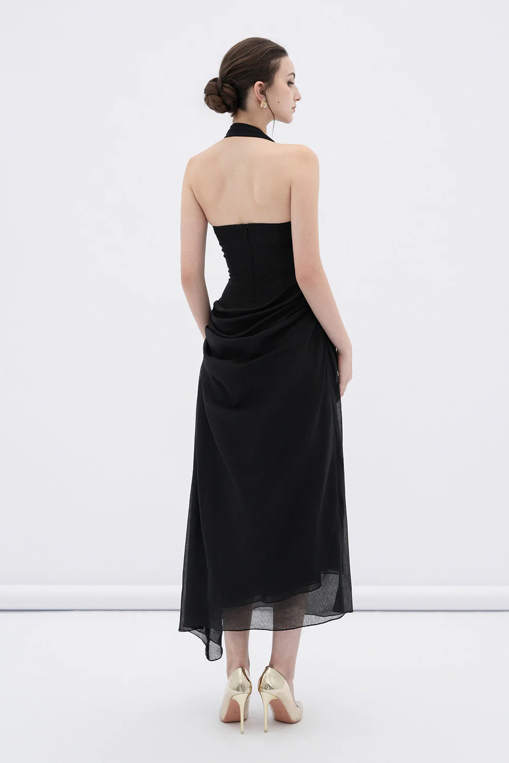 Elowen A-line Halter Neck Linen Midi Dress