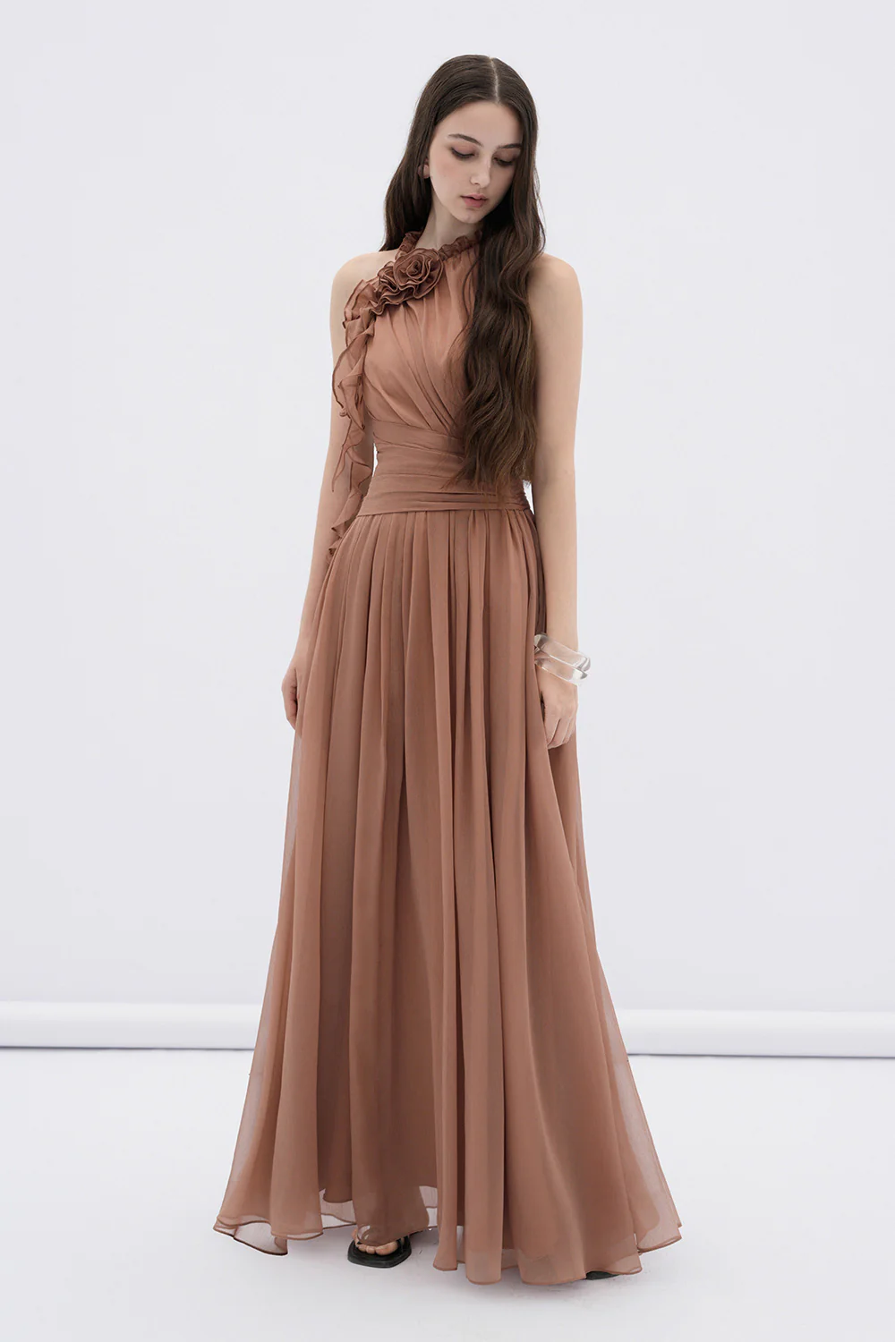 Mireille A-line Flared Chiffon Maxi Dress