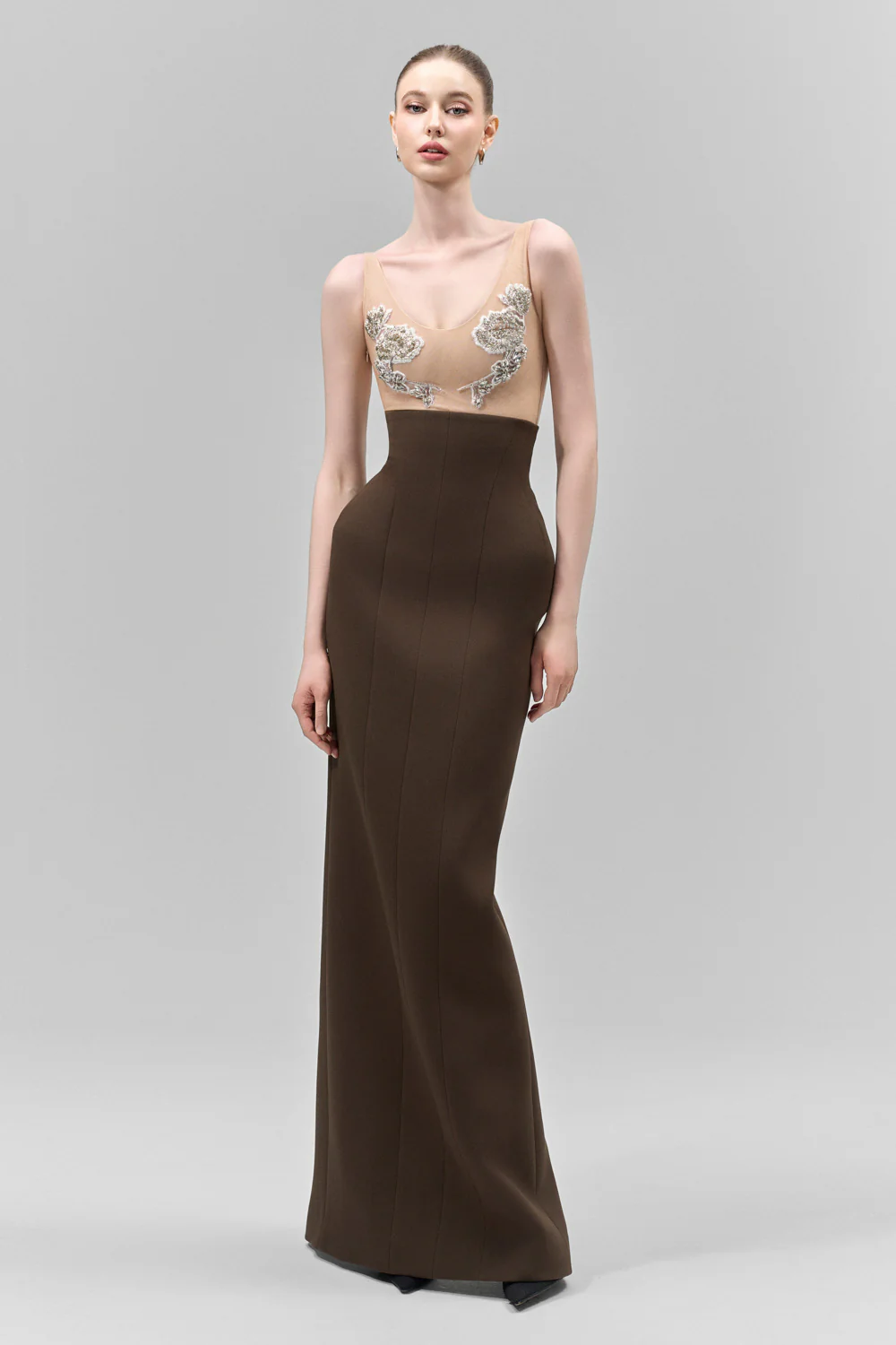 Serilda Bodycon Scoop Neck Mesh Bodysuit