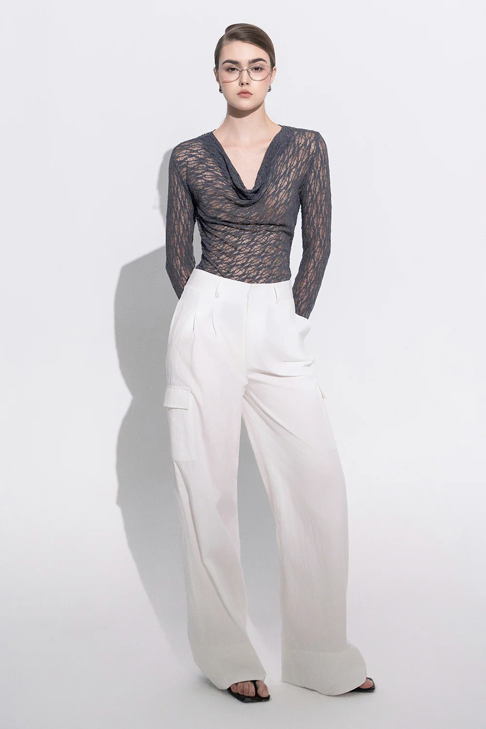 Isla Bodycon Cowl Neck Lace Top