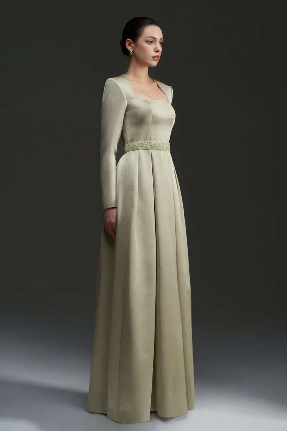 Kinsley Trapeze Neck Draped Maxi Dress